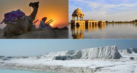 rajasthan weekly tour in 07 days covering places such as golden sand dunes of jaiaslmer, gadhisar lake, kishangarh's rajasthan ka switzerland, and more by namaste holiday