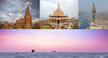gujarat has various religious sites like ahmedabad's akshardham temple,somnath temple,jyotirlinga temple,and many other prominent attractions like statue of unity.