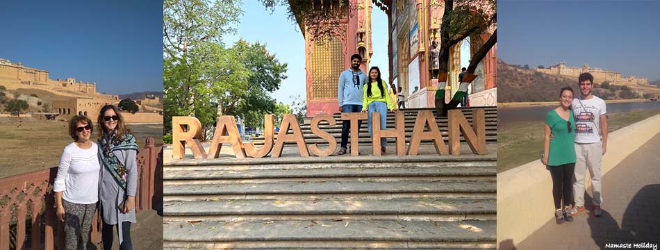 guests of namaste holiday enjoying their visit to amer fort and patrika gate